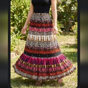Forbidden Bohemian Maxi Skirt Multicolor Animal Print Women's sz M,L.